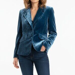 Alfani St. Moritz Silk Blend Sapphire Velour Women's Blazer, size 8